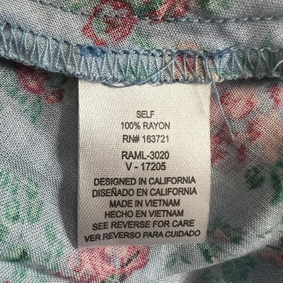 Bepop Sky/Pink Floral Elbow Sleeve Romper, M - Picture 7 of 7